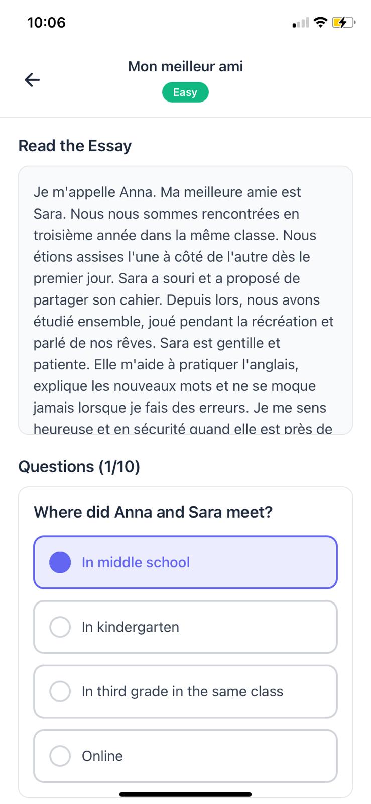 UniLingo Reading Comprehension - Essays with questions
